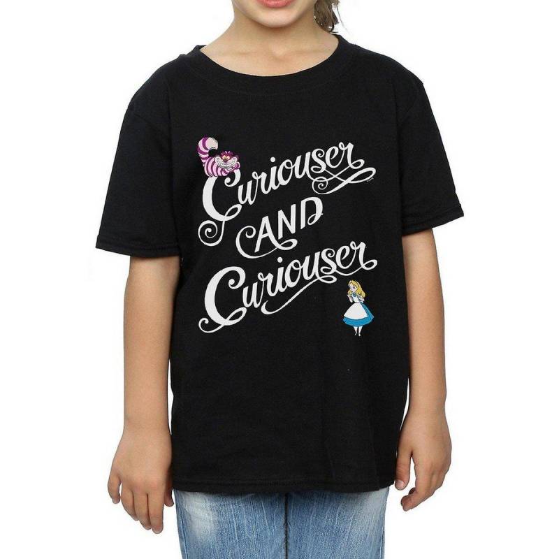 Curiouser And Curiouser Tshirt Mädchen Schwarz 116 von Alice in Wonderland