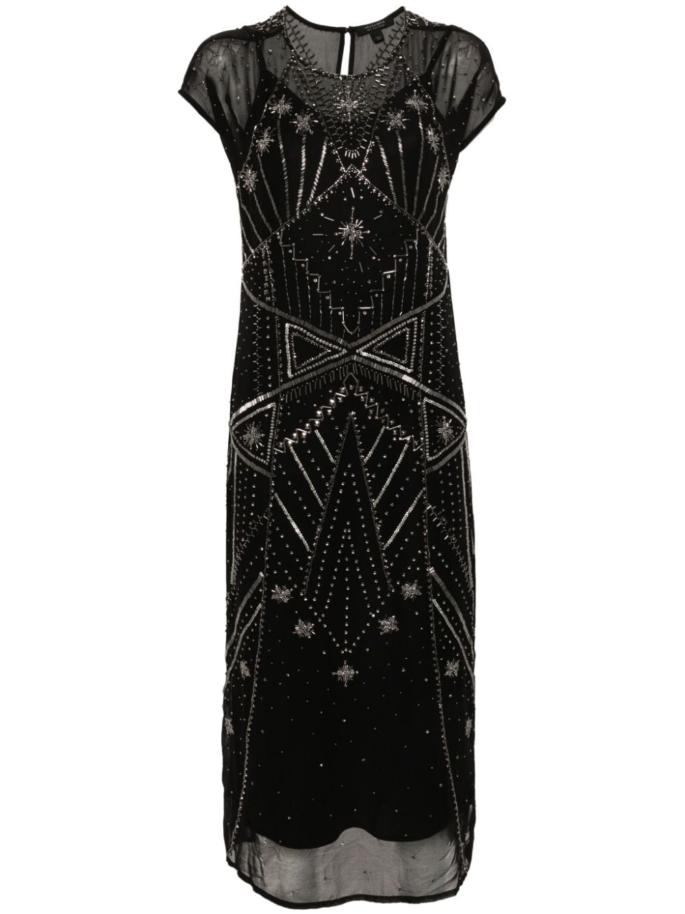 AllSaints Etta embroidered midi dress - Black von AllSaints