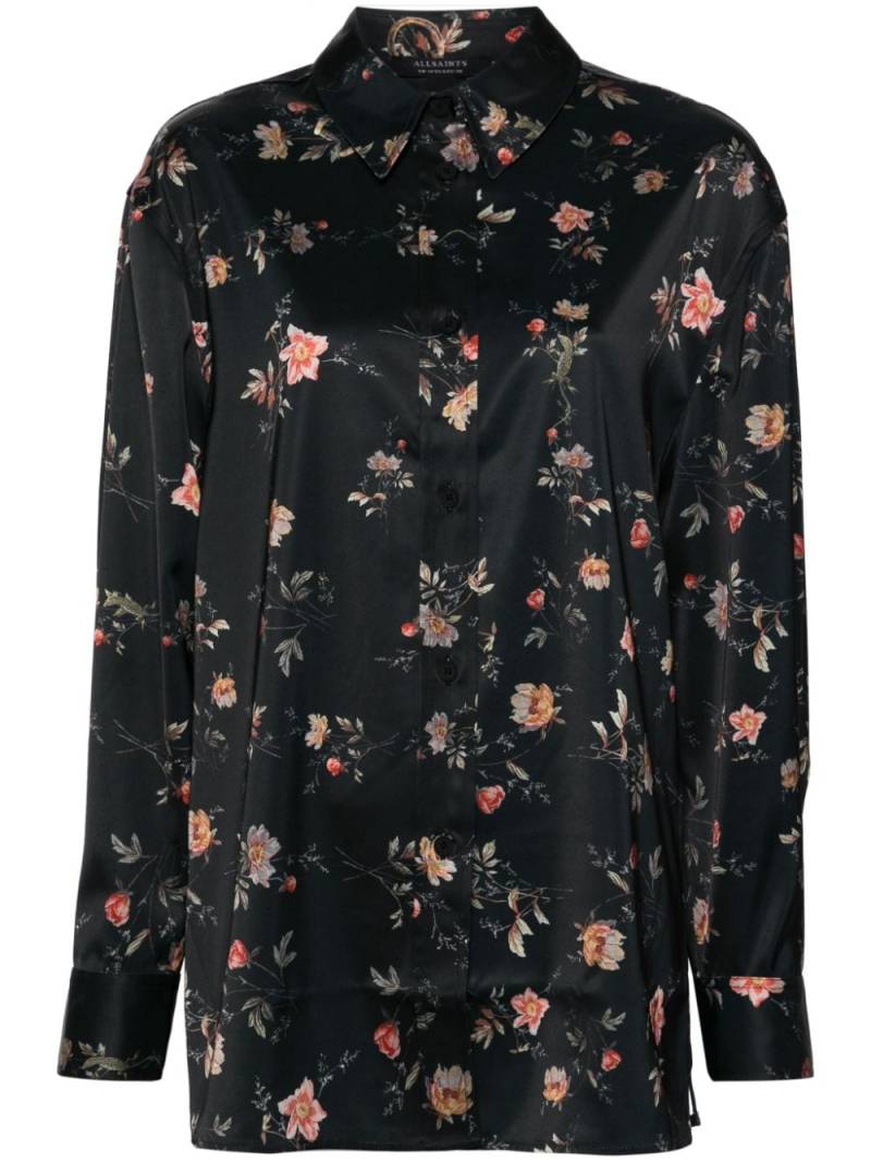 AllSaints Louisa floral-print satin shirt - Black von AllSaints