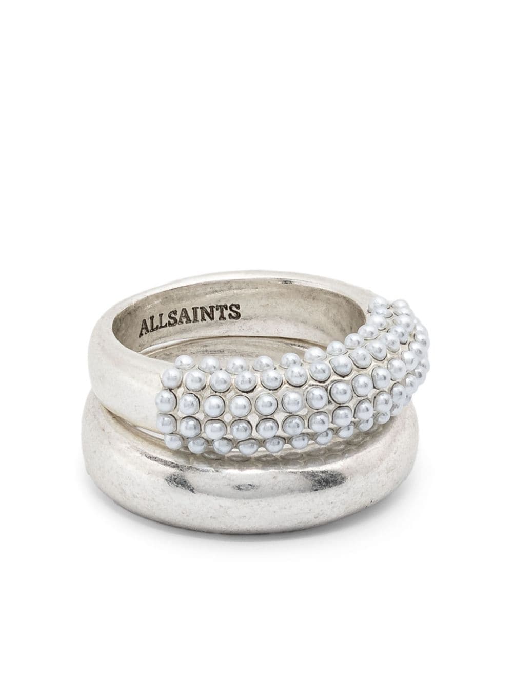 AllSaints bead-embellished ring (set of two) - Silver von AllSaints