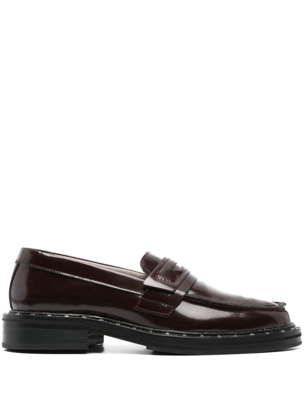 AllSaints spike-stud leather loafers - Red von AllSaints