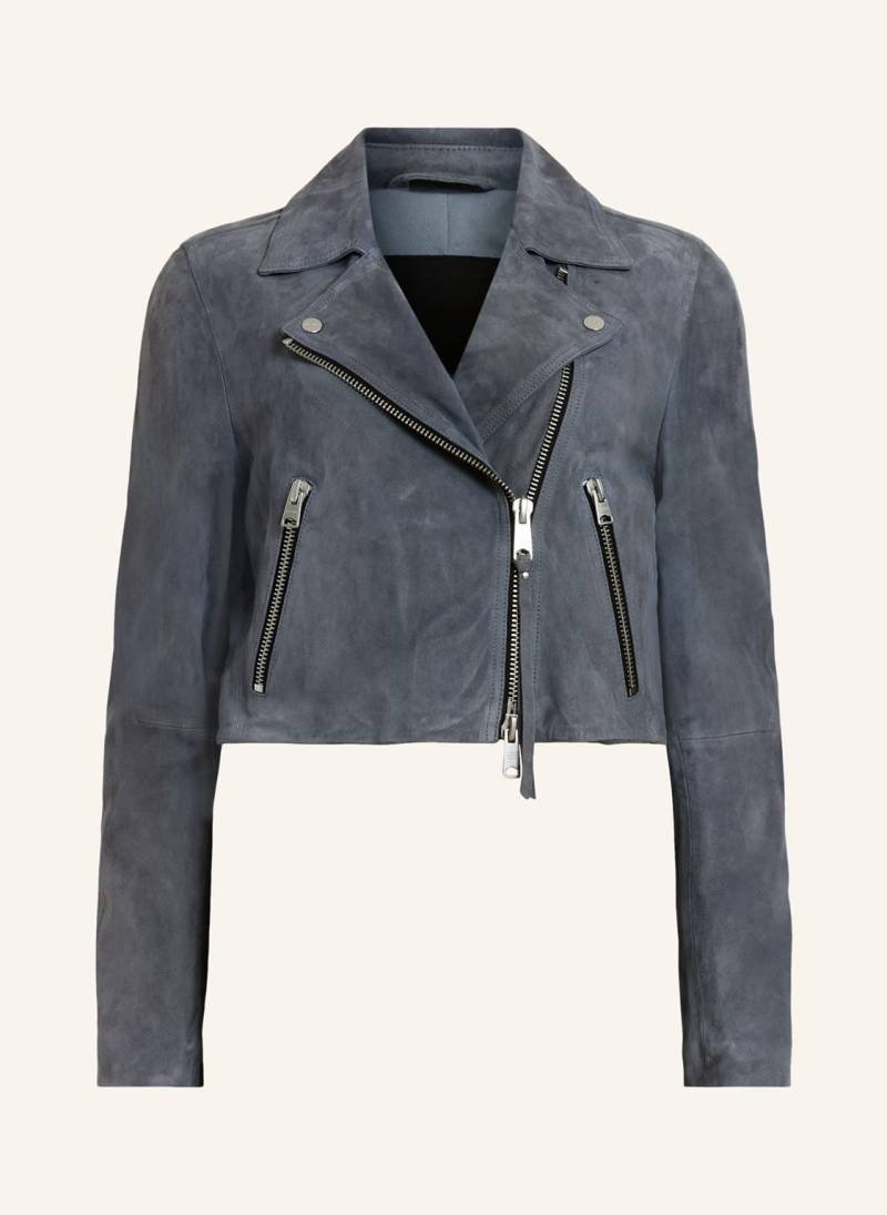 Allsaints Cropped-Lederjacke Dalby blau von AllSaints