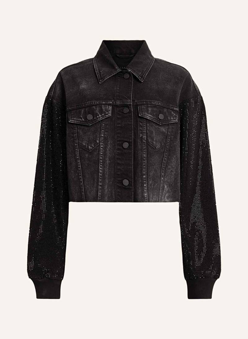 Allsaints Jeansjacke Anders Im Materialmix Mit Schmucksteinen schwarz von AllSaints