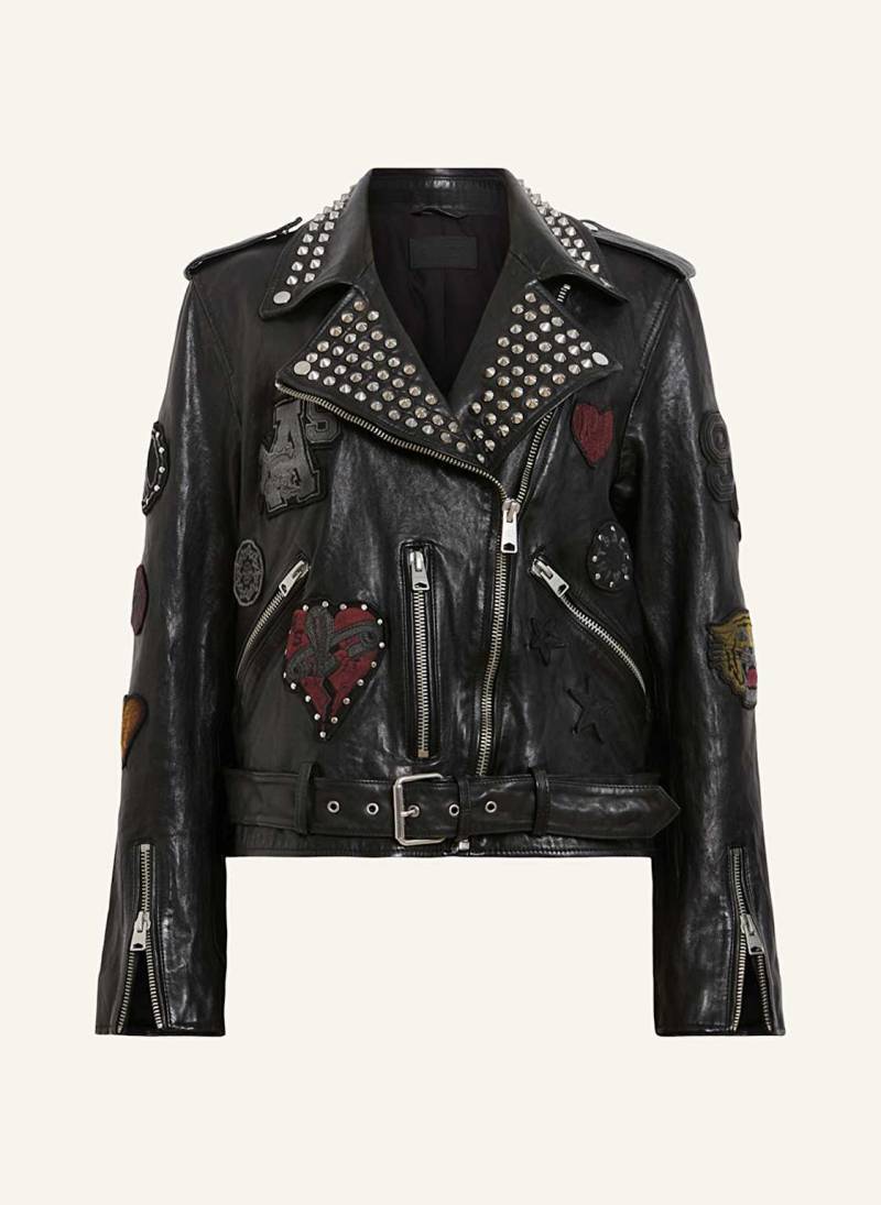 Allsaints Lederjacke Biker Mit Nieten schwarz von AllSaints