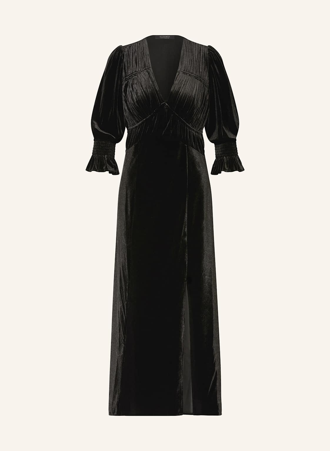 Allsaints Samtkleid Ani Mit Plissees schwarz von AllSaints