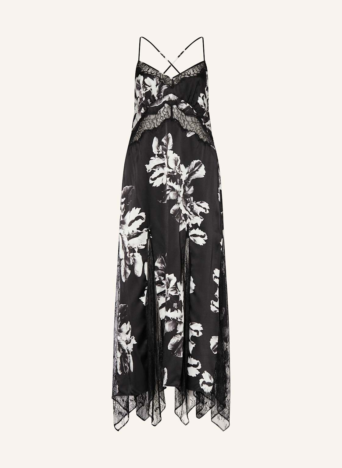 Allsaints Satinkleid Jasmine Mit Spitze schwarz von AllSaints