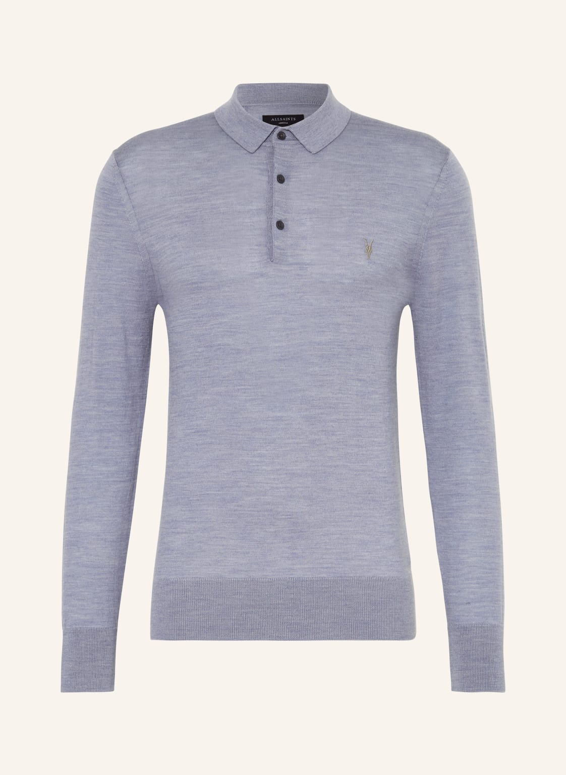 Allsaints Strick-Poloshirt Merino blau von AllSaints