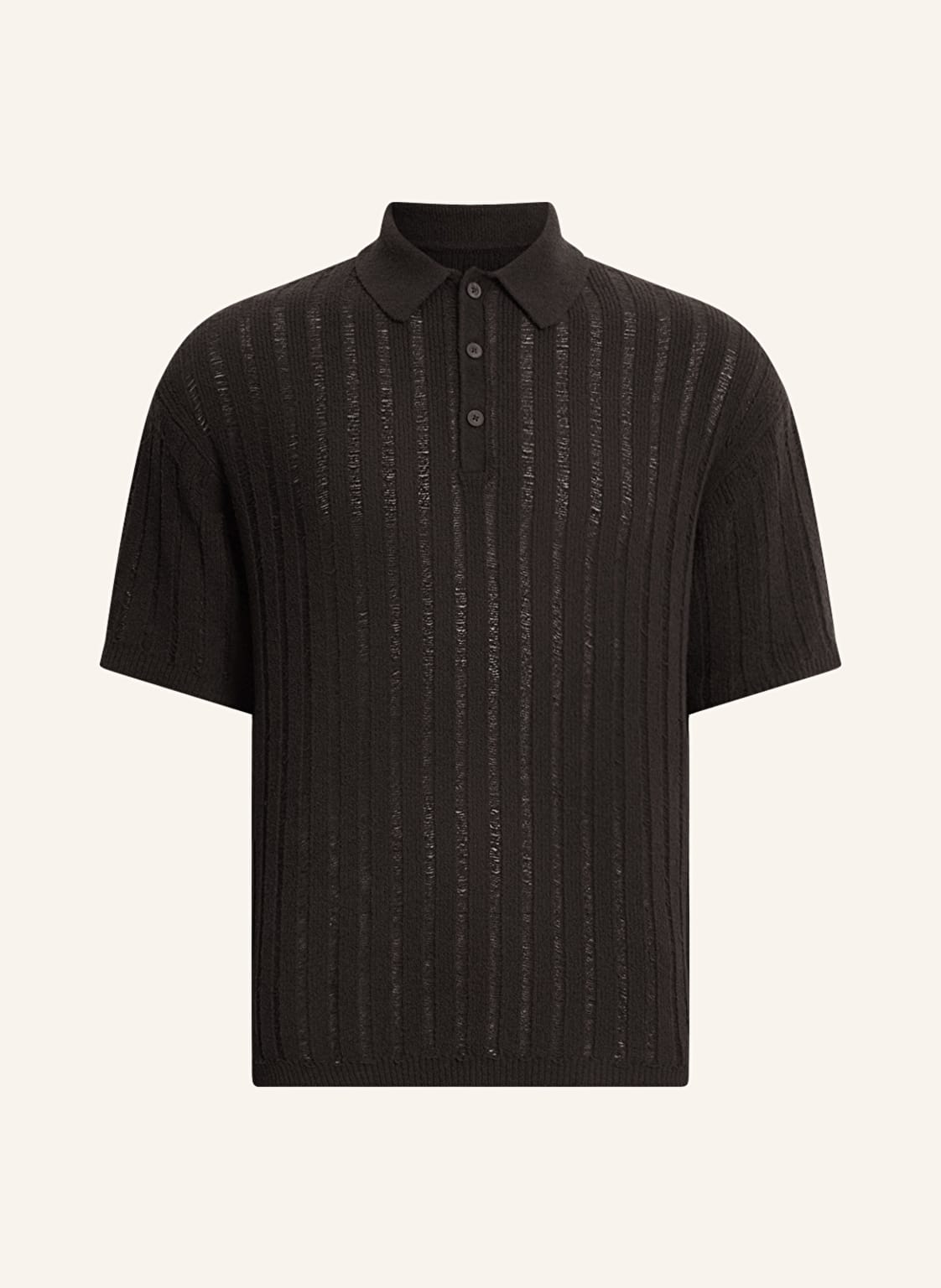 Allsaints Strick-Poloshirt Miller schwarz von AllSaints