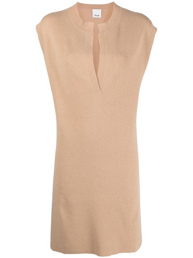 Allude V-neck fine-knit tunic - Neutrals von Allude