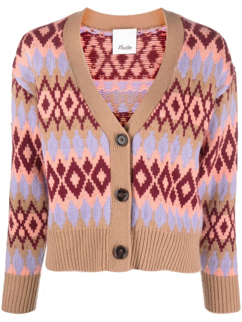 Allude V-neck intarsia-knit cardigan - Pink von Allude