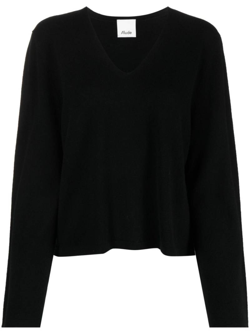 Allude V-neck wool-cashmere blend jumper - Black von Allude