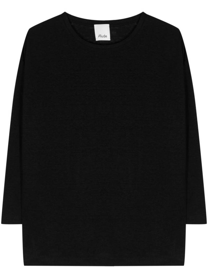 Allude drop-shoulder linen jumper - Black von Allude