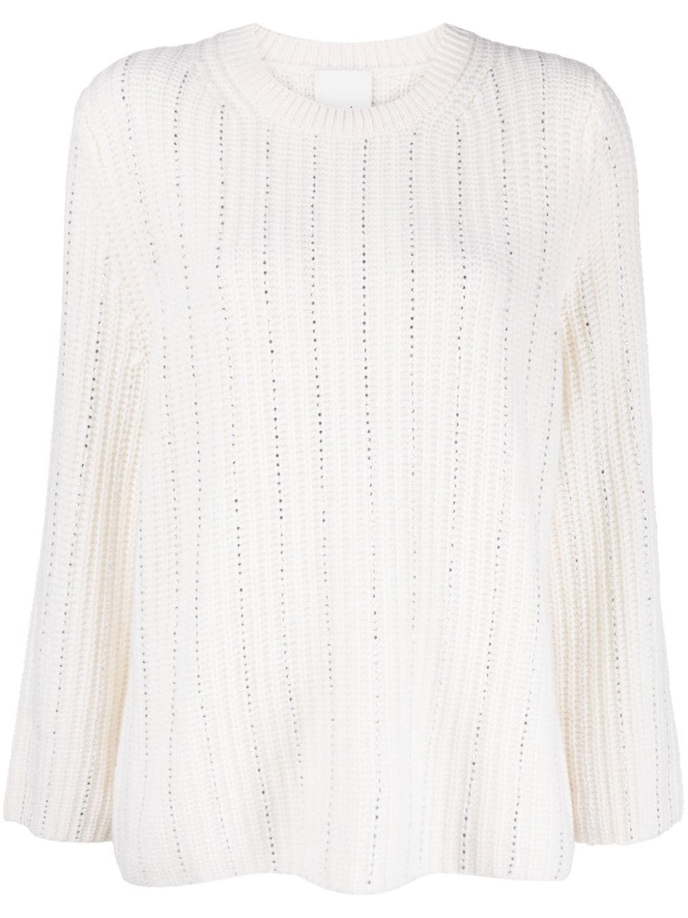 Allude rhinestone-embellished ribbed-knit jumper - White von Allude