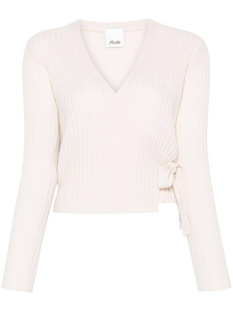 Allude ribbed wrap top - Neutrals von Allude