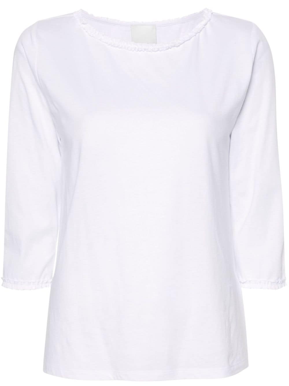 Allude ruffled cotton T-shirt - White von Allude