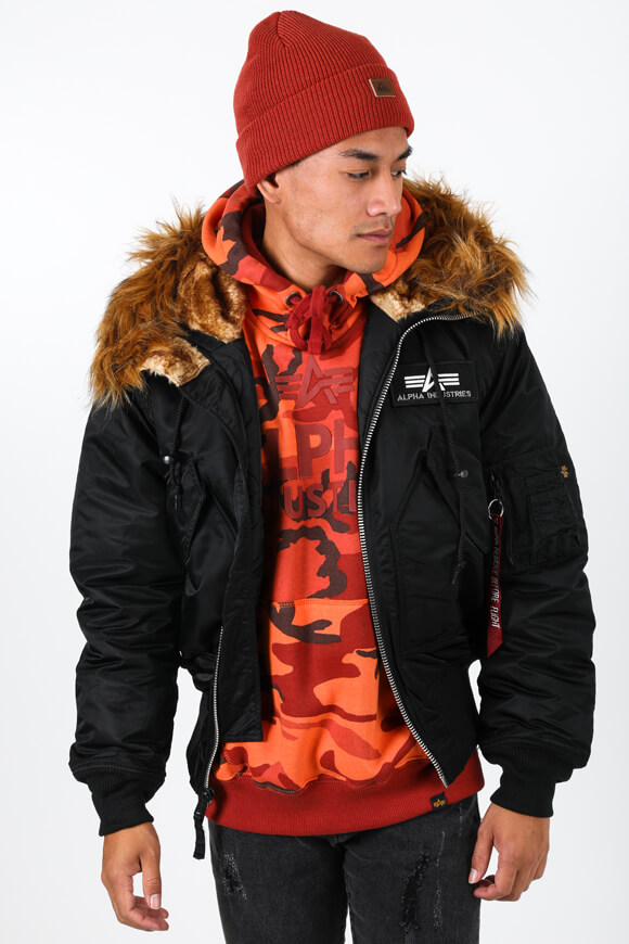 Alpha Industries Bomber Winterjacke | Schwarz + Braun | Herren  | M von Alpha Industries