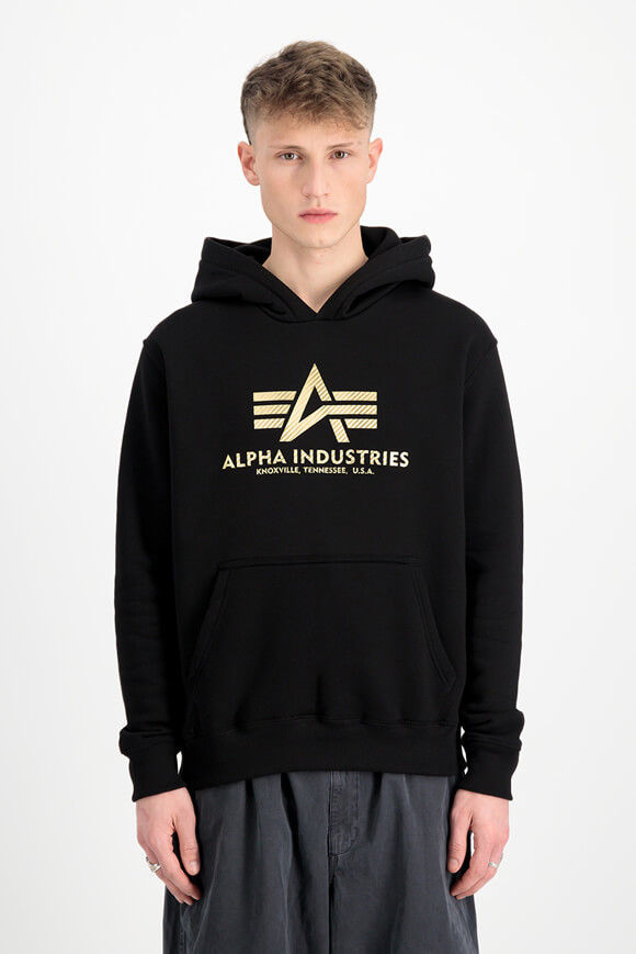 Alpha Industries Kapuzensweatshirt | Black + Gold | Herren  | L von Alpha Industries