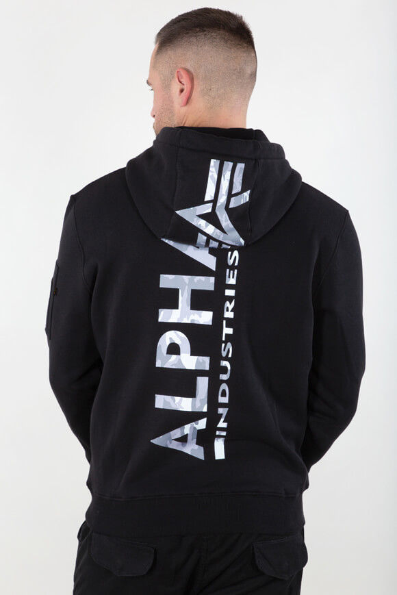 Alpha Industries Kapuzensweatshirt | Black + White Camo | Herren  | XL von Alpha Industries