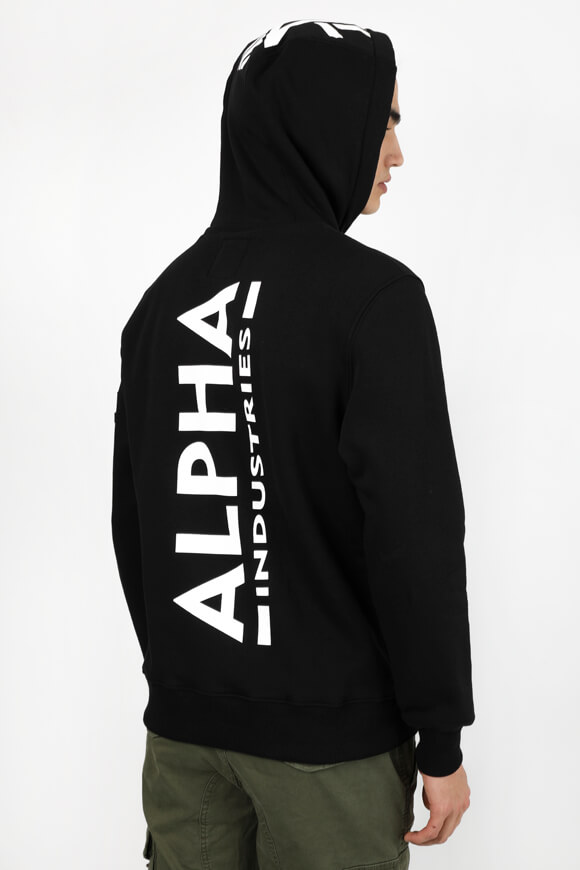 Alpha Industries Kapuzensweatshirt | Schwarz + Weiss | Herren  | M von Alpha Industries