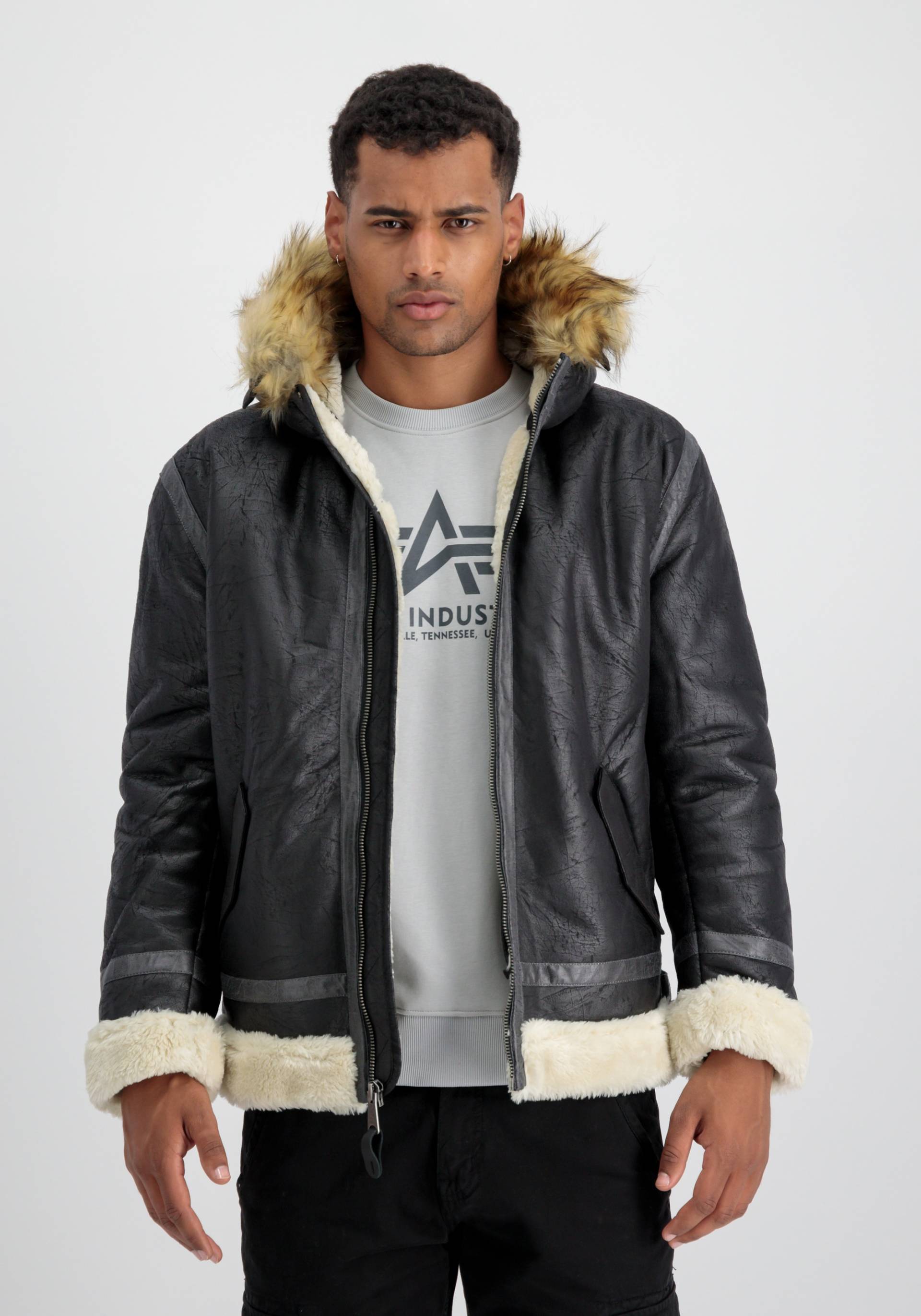 Alpha Industries Lederjacke »Alpha Industries Men - Leather & Vegan Jackets B3 FL Hooded« von Alpha Industries