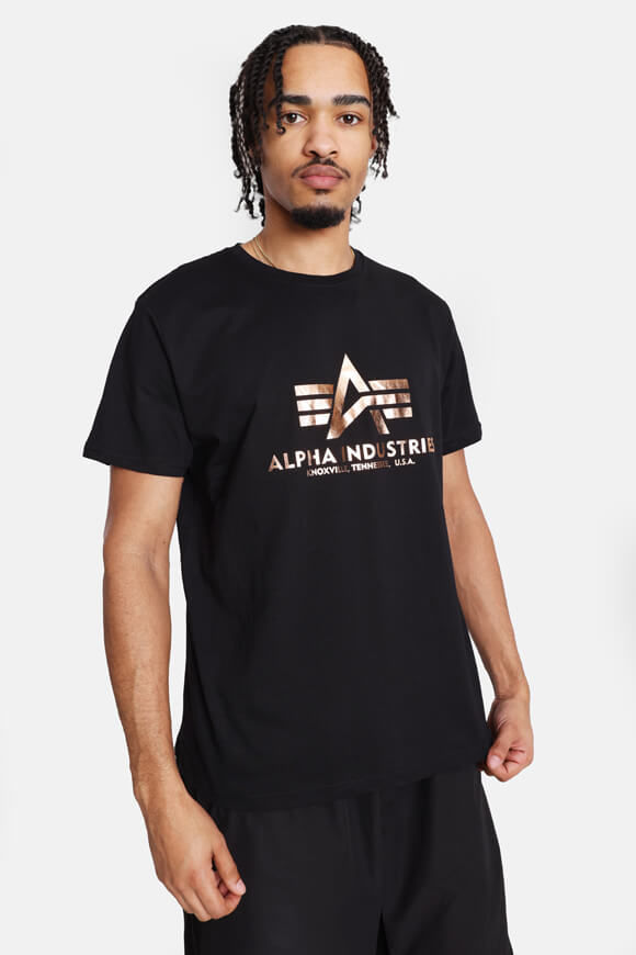 Alpha Industries T-Shirt | Black + Bronze | Herren  | M von Alpha Industries