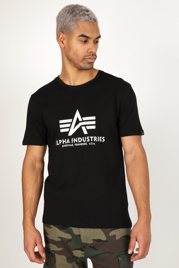 Alpha Industries T-Shirt | Black + White | Herren  | S von Alpha Industries