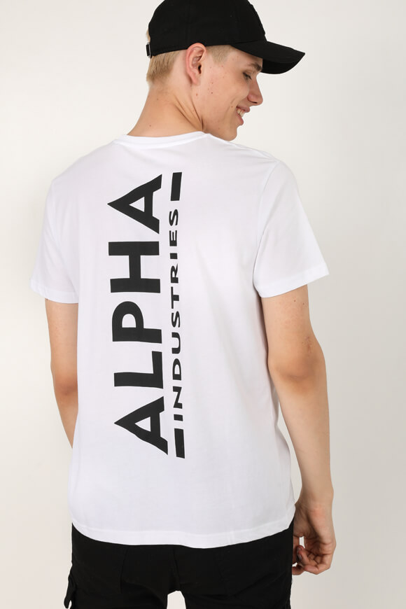 Alpha Industries T-Shirt | Weiss + Schwarz | Herren  | L von Alpha Industries