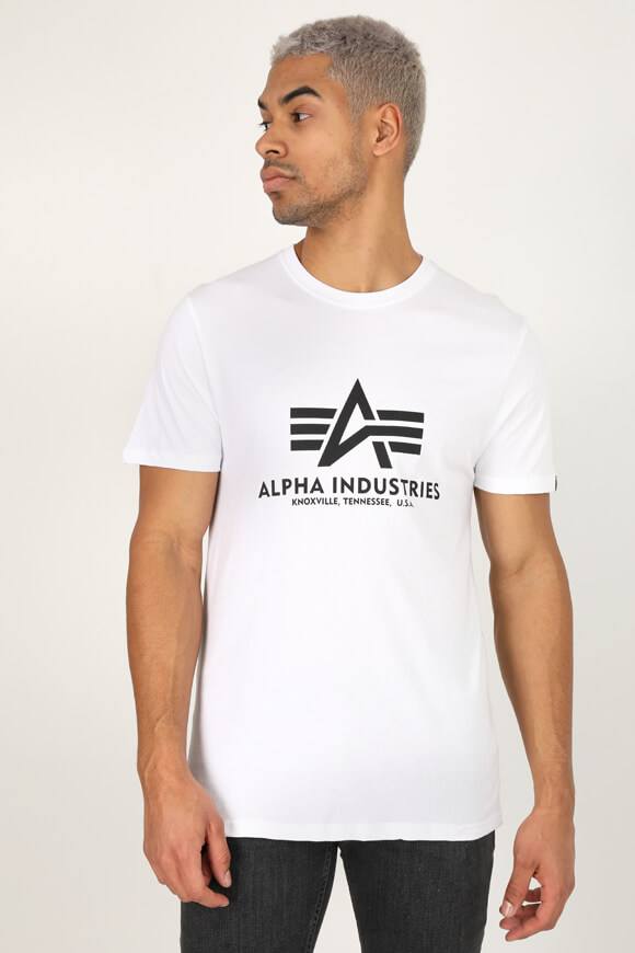 Alpha Industries T-Shirt | White + Black | Herren  | L von Alpha Industries