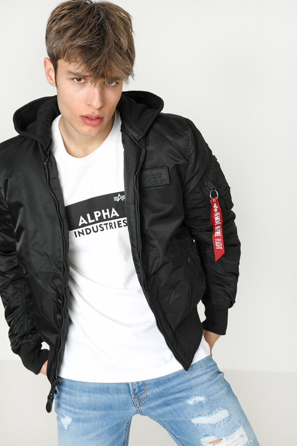 Alpha Industries Wattierte Bomberjacke | Schwarz + Weiss | Herren  | S von Alpha Industries