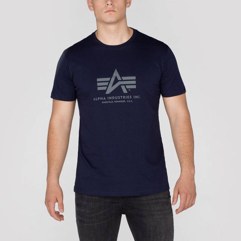 T-shirt, Modern Fit, Kurzarm Herren Blau L von Alpha Industries