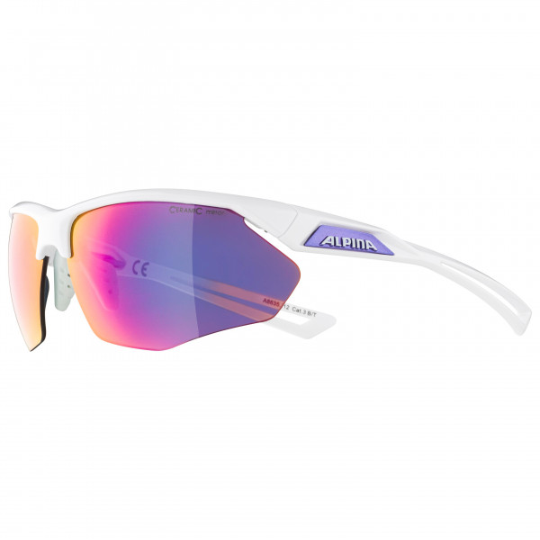 Alpina - Nylos HR Ceramic Mirror S3 - Velobrille weiß/rosa von Alpina