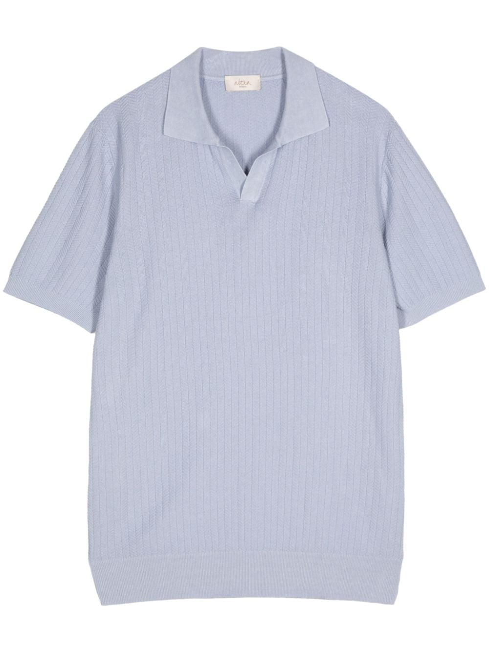 Altea chevron-knit polo shirt - Blue von Altea