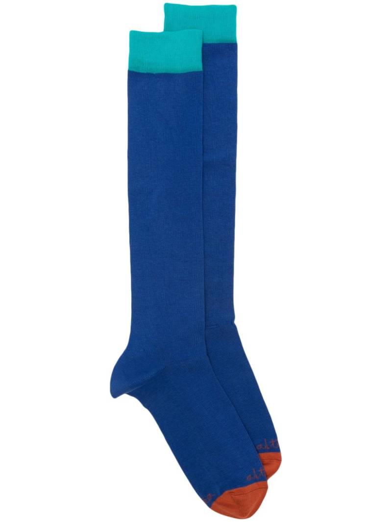 Altea logo-intarsia colour-block socks - Blue von Altea