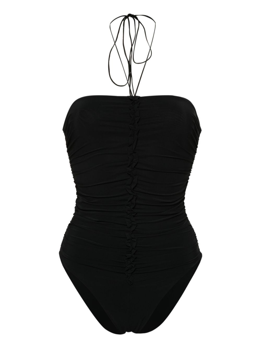 Amazuìn Deva ruffle-trim halterneck swimsuit - Black von Amazuìn