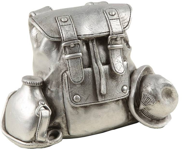 Ambiente Haus Spardose »Rucksack, silberfarben«, (1 tlg.), Sparschwein, Retro-Design, ideales Geschenk von Ambiente Haus