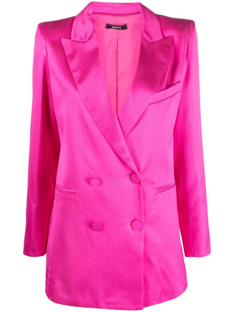 Amen double-breasted satin blazer - Pink von Amen