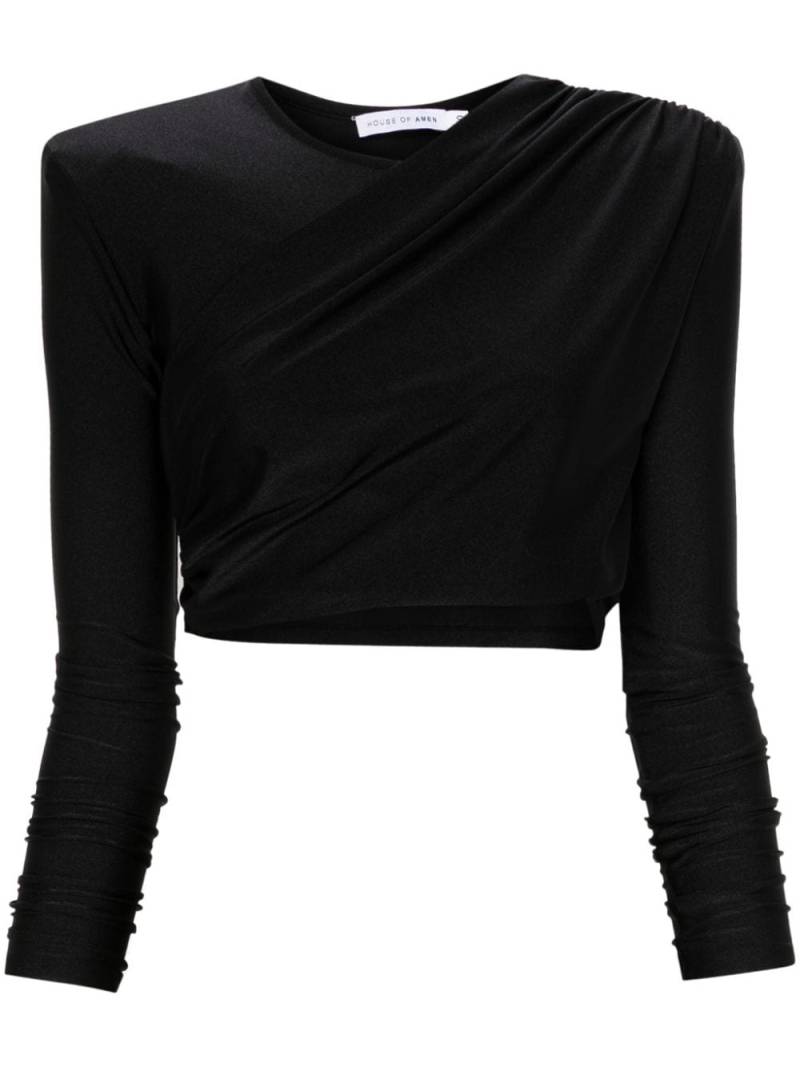 Amen draped-detail cropped top - Black von Amen