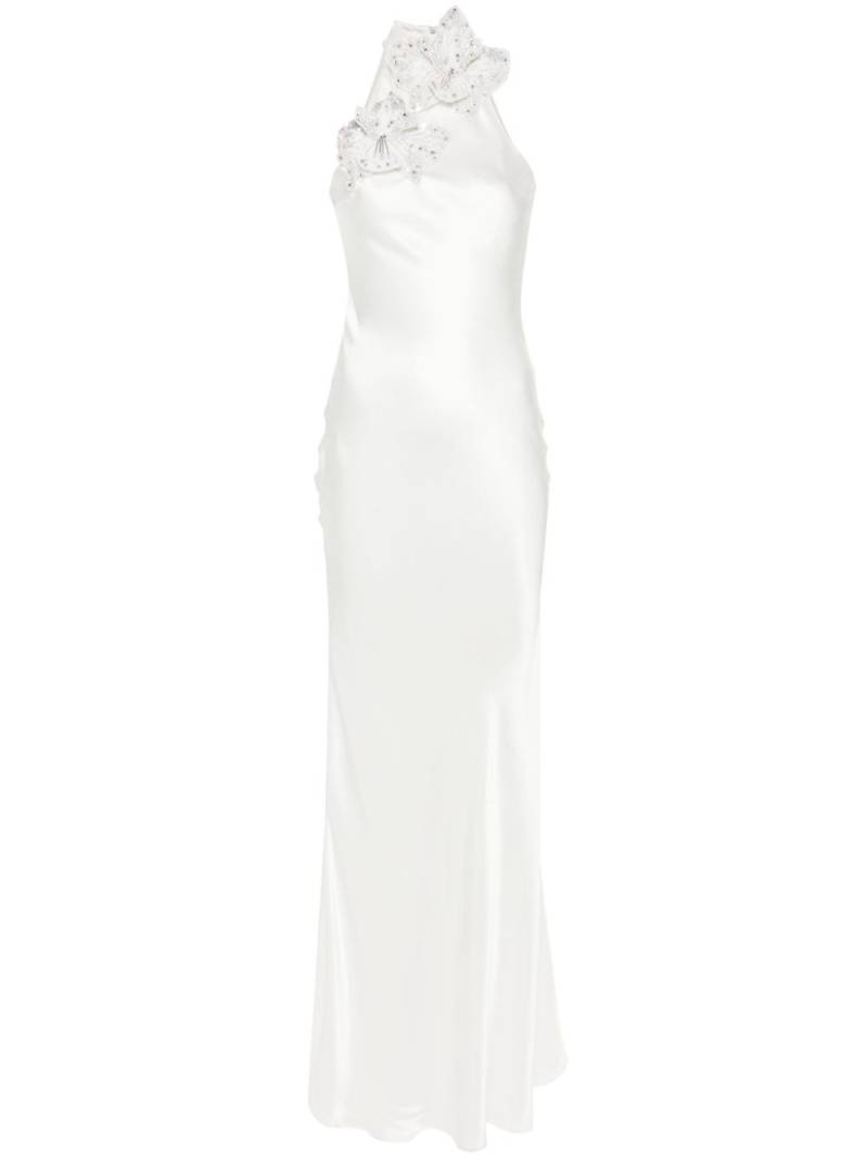 Amen floral-appliqué satin dress - White von Amen