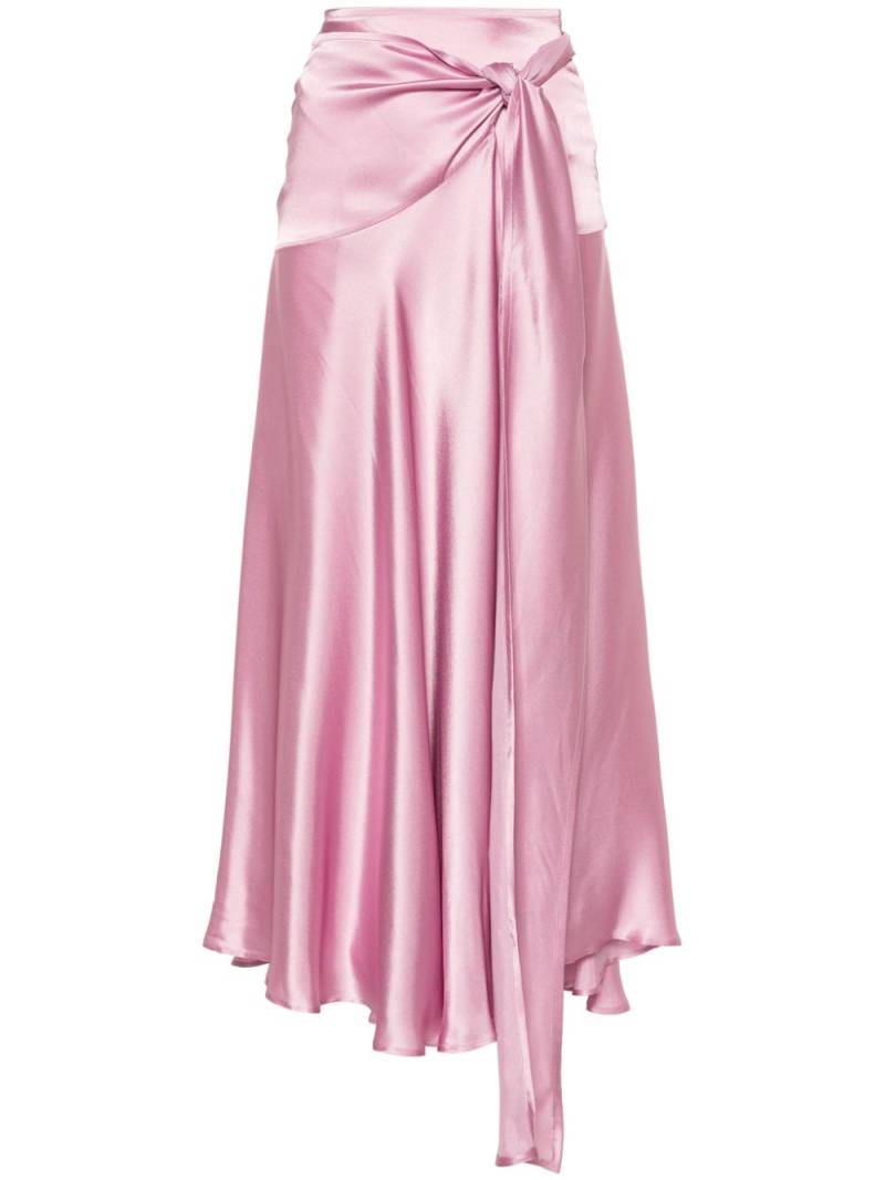 Amen wraparound satin midi skirt - Pink von Amen