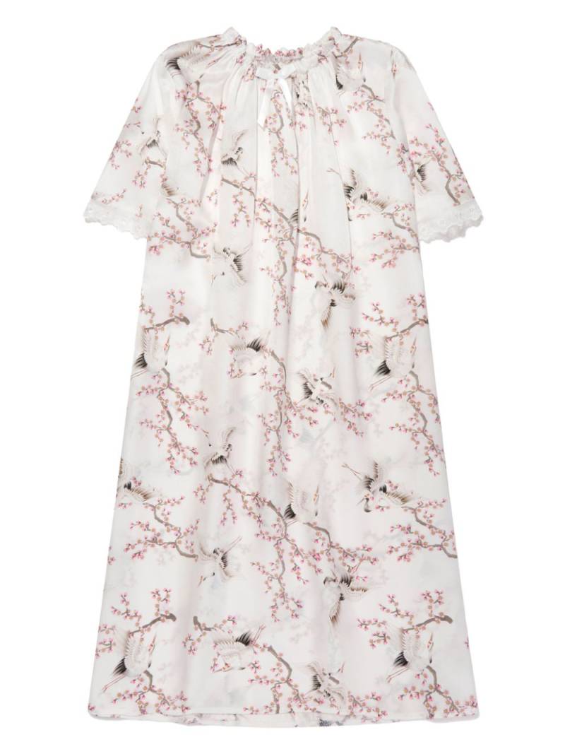 Amiki Antonia bird-print silk nightdress - White von Amiki