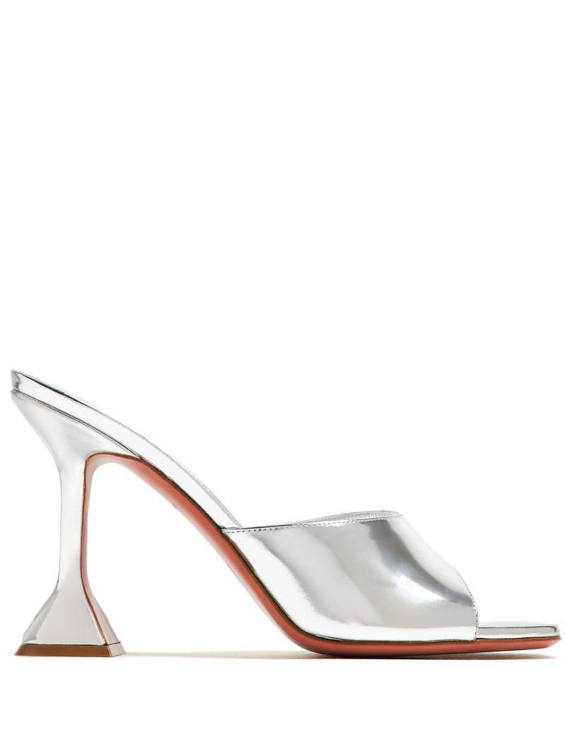 Amina Muaddi 95mm Lupita leather mules - Silver von Amina Muaddi