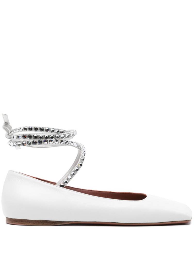 Amina Muaddi Anne lace-up leather ballerinas - White von Amina Muaddi