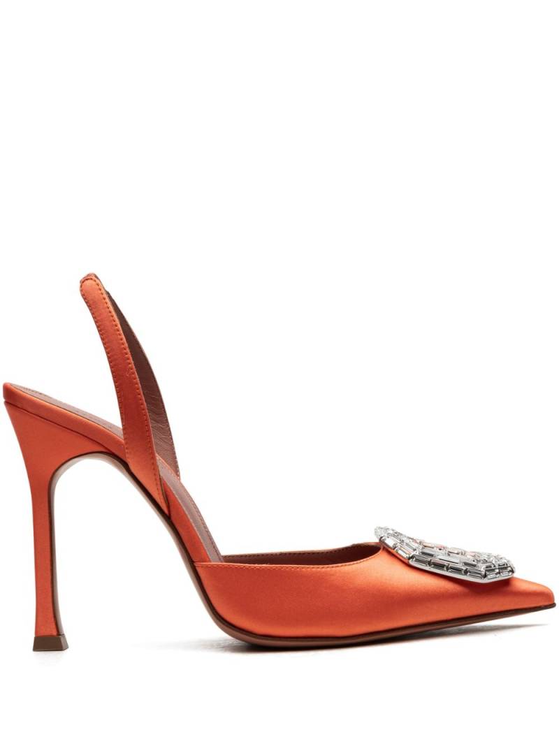 Amina Muaddi Camelia 105mm satin slingback pumps - Orange von Amina Muaddi