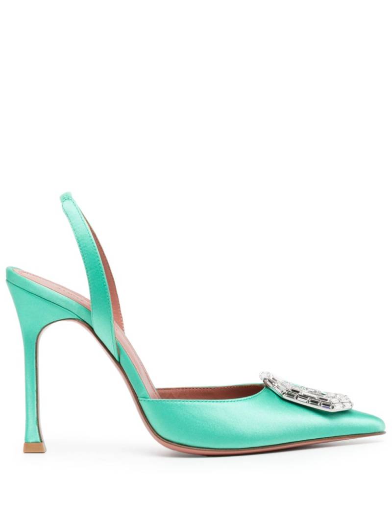 Amina Muaddi Camelia Sling 90mm satin pumps - Green von Amina Muaddi