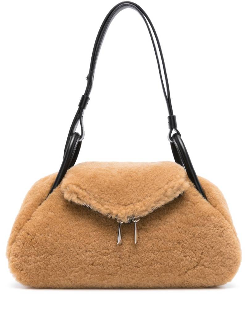 Amina Muaddi Gemini shearling shoulder bag - Neutrals von Amina Muaddi