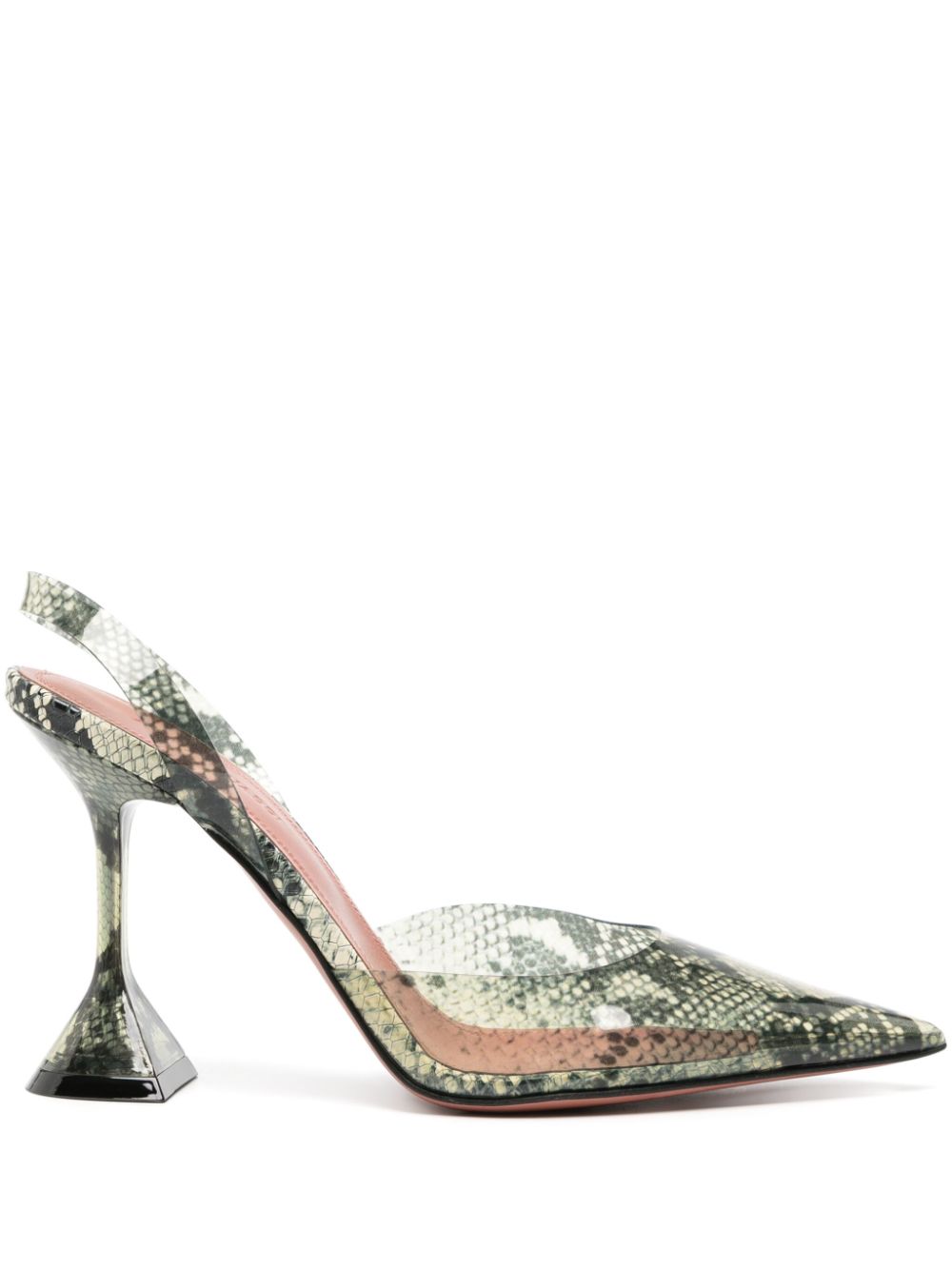 Amina Muaddi Holli Glass 95mm snakeskin-effect pumps - Neutrals von Amina Muaddi