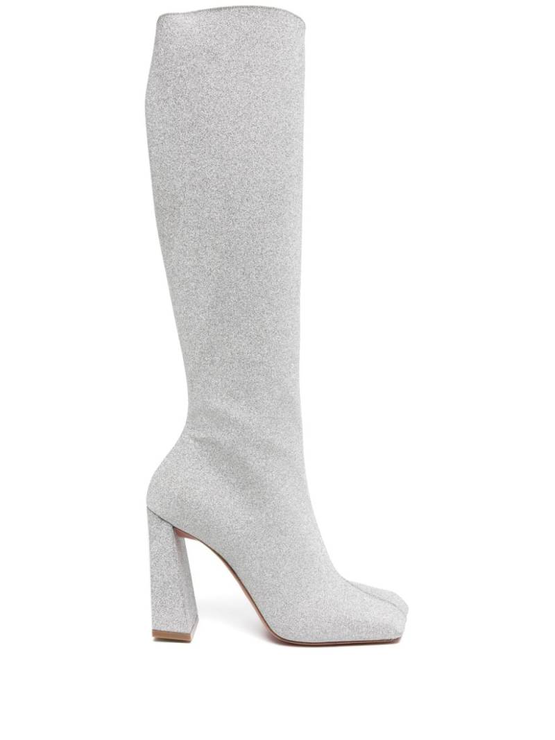 Amina Muaddi Marine glitter knee-high boots - Silver von Amina Muaddi