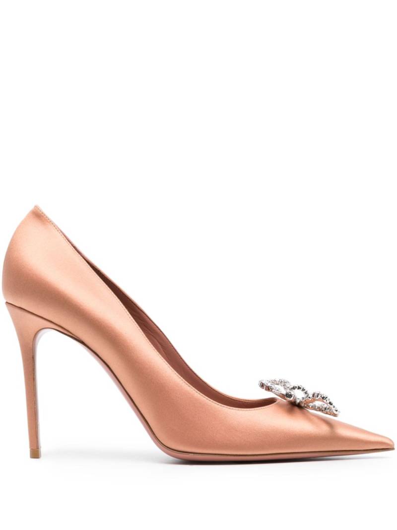 Amina Muaddi Rosie 95mm bow-detail pumps - Neutrals von Amina Muaddi