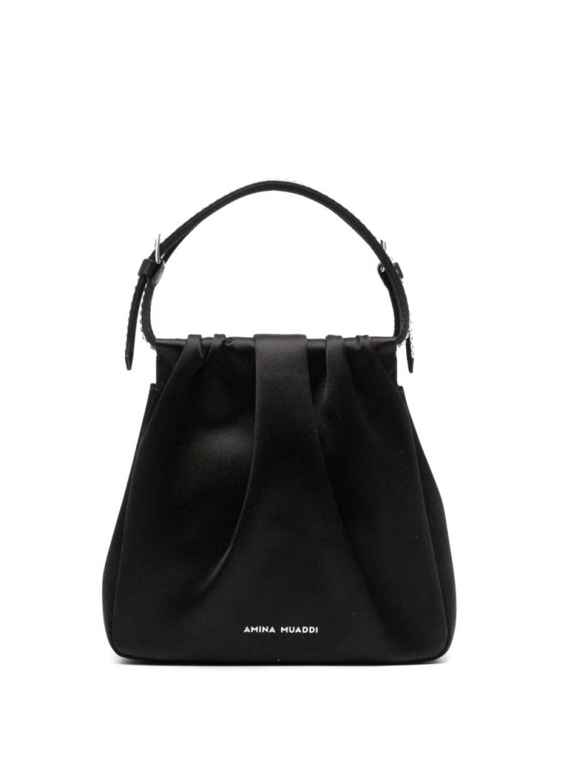 Amina Muaddi Vittoria Crystal satin tote bag - Black von Amina Muaddi