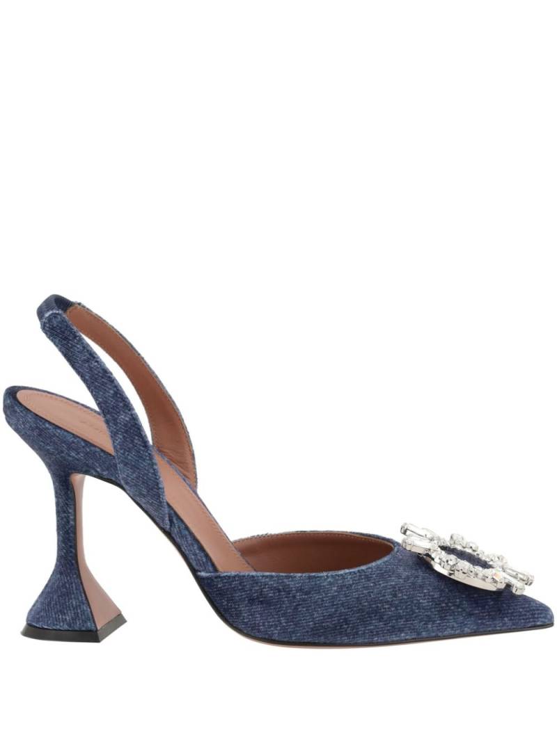 Amina Muaddi denim velvet pumps - Blue von Amina Muaddi